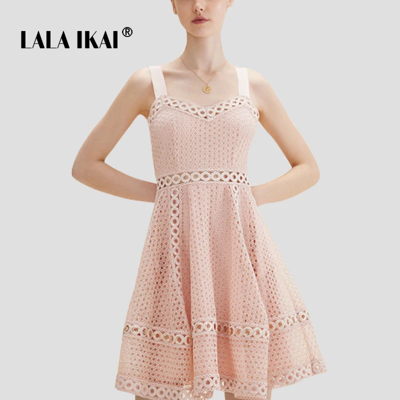 2018 летние короткие платья Для женщин без рукавов линию Кружева Мини Вечерние