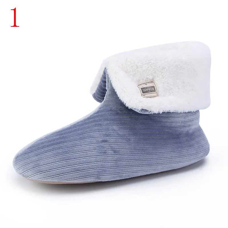 1 Grey blue ASILETO/зимние пушистые тапочки из искусственного меха; женские мягкие удобные ботинки до середины икры с эффектом памяти; домашняя обувь без застежки; botas - Цвет: 1 Grey blue