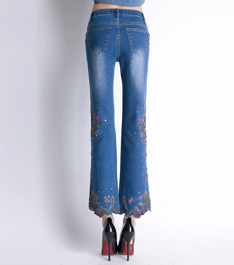 Джинсы женские elastant perles вышивка высокая талия джинсы клеш расклешенные gloria Jeans роскошные женские Брюки Большие размеры вышитые джинсы женщин брюки женские летние джинсы с высокой талией