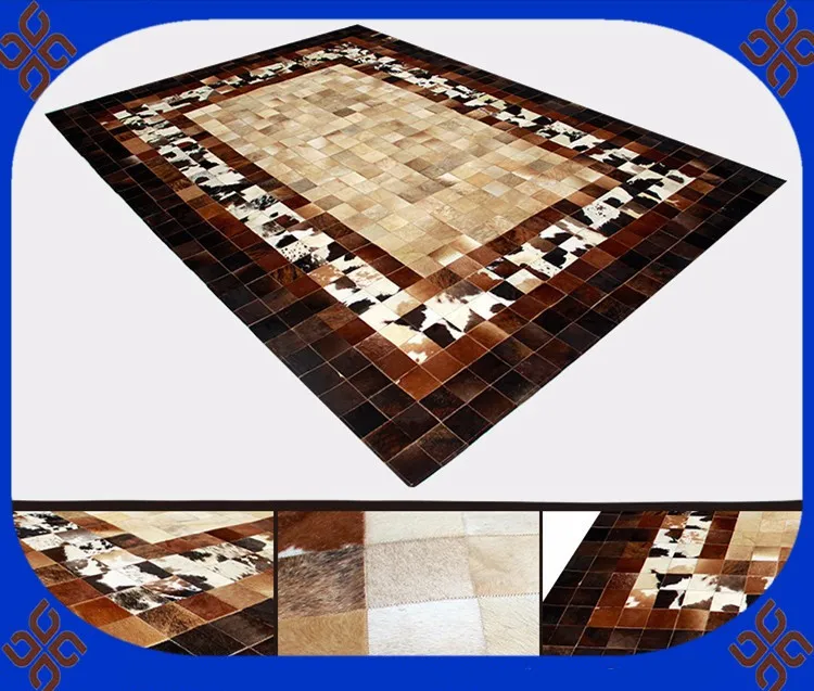 

2018 free express delivery 1 piece 100% natural cowhide leather bukhara carpet