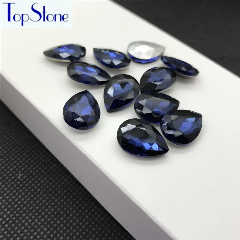 Монтана синий стеклянный кристалл в форме слезы заостренный на спине Стразы 5x8 6x10