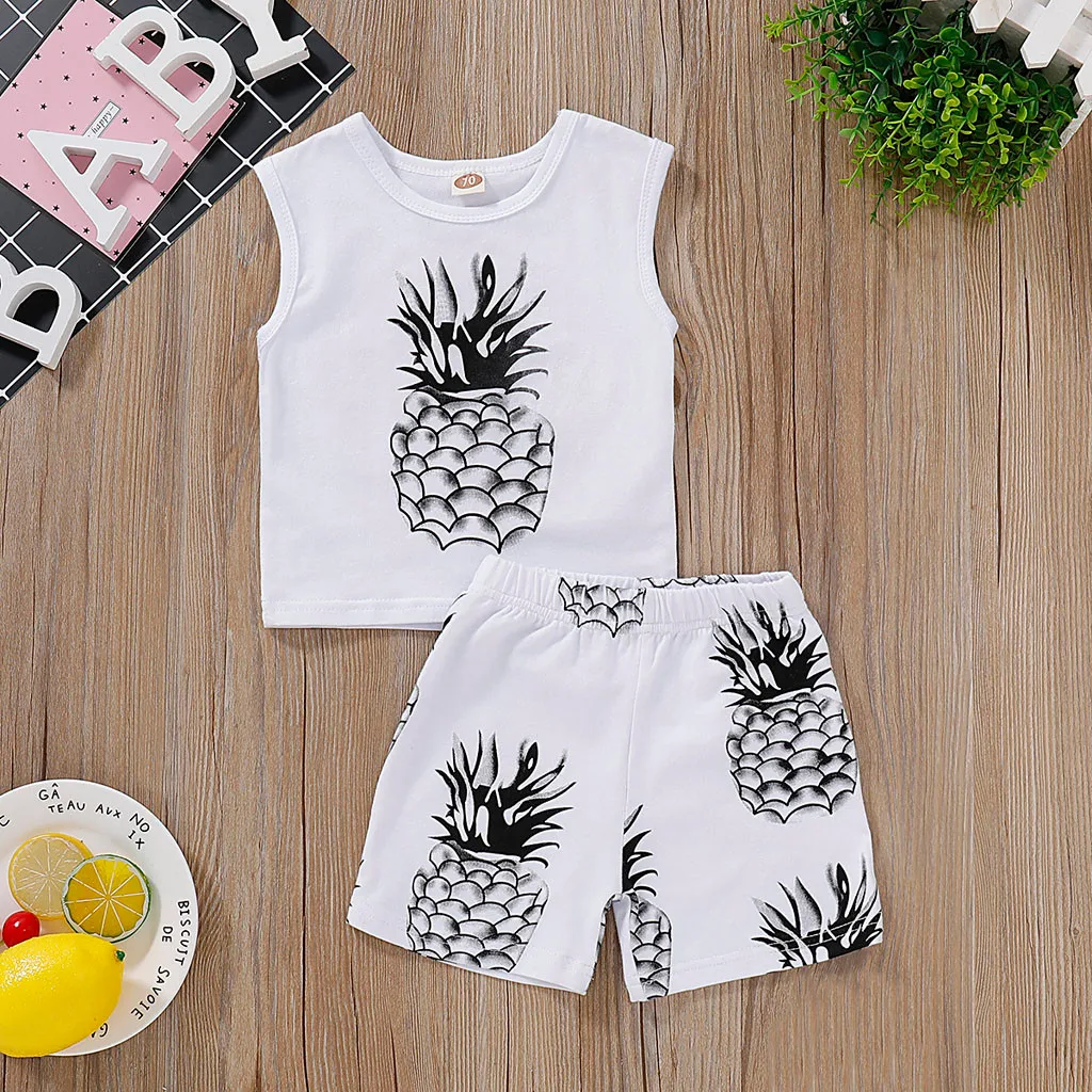 Infant Baby Boy Clothes Floral Vest Tops T-Shirt Shorts Pants 2PCS Kids Boutique Clothing bebes Roupas Infantis |