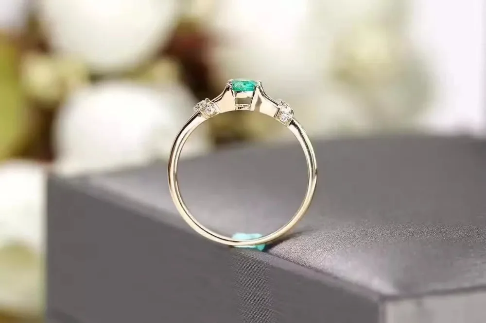 Женское кольцо из серебра 925 пробы с натуральным изумрудом 4 х4 мм|fine jewelry|gemstone