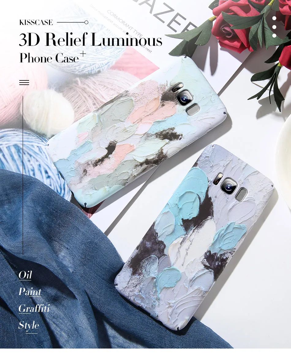 Kisscase чехол для samsung Galaxy A7 A6 A8 плюс 3D с тиснением и изображением светящийся чехол для samsung A50 A30 A70 A3 A5 S8 S10 плюс