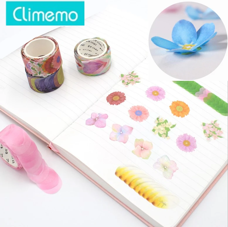 Climemo 3D Цветочные наклейки из бумаги васи декоративная лента креативная