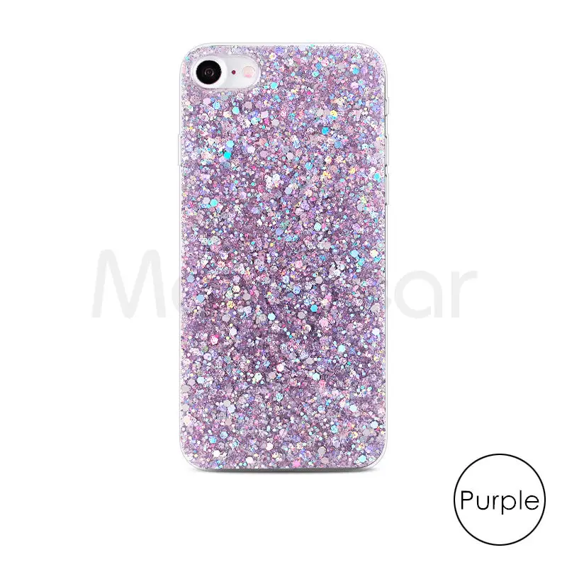Purple QINUO силиконовый Блестящий Мягкий чехол для iPhone 5, 5S, 7, 6, 8 Plus, X блестящий чехол для телефона для iPhone 11 Pro Max, XR, XS, Max, чехол s, оболочка, чехол - Цвет: Purple