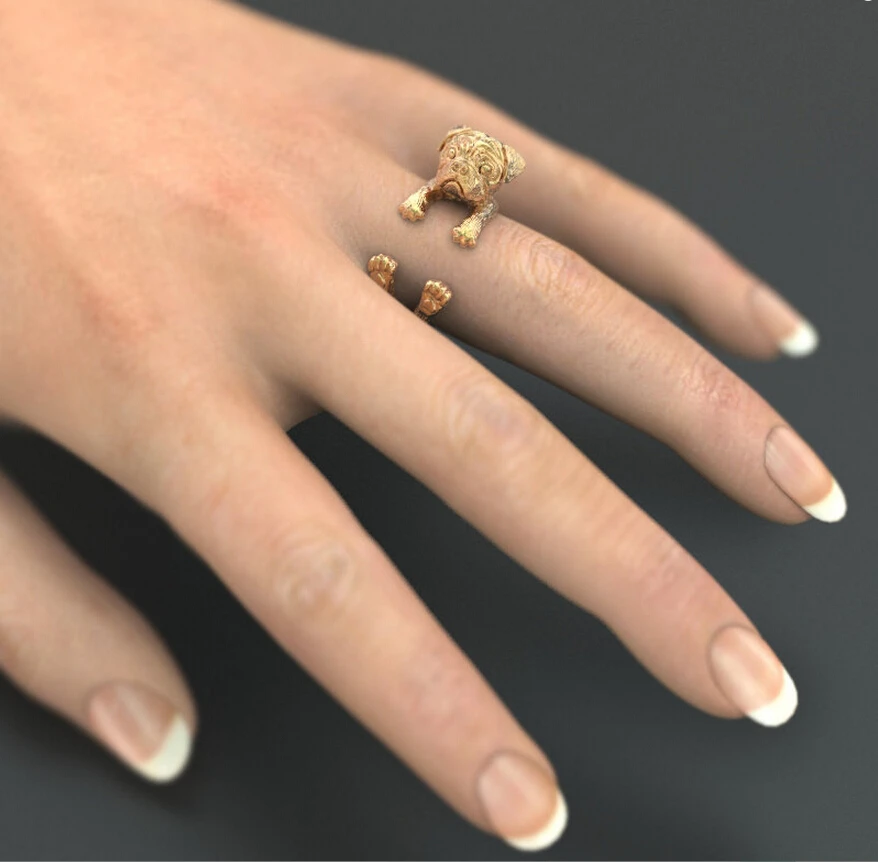 Оптовая продажа уникальные Ручной Работы Бохо шикарное Ретро мопса кольцо