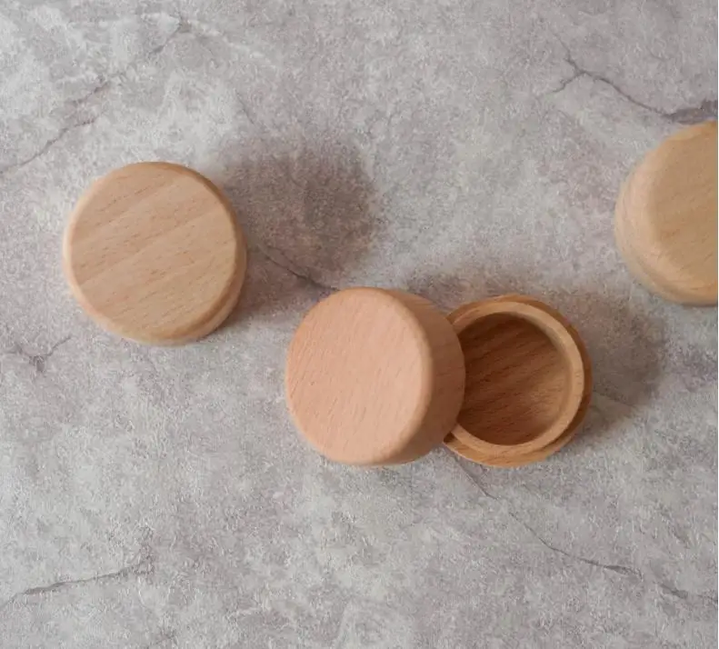 100 шт./лот маленький круглый деревянный ящик для хранения коробка колец винтажная