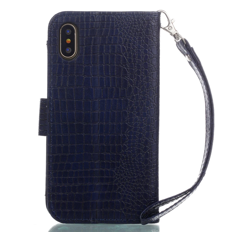 Чехол-книжка из крокодиловой кожи в стиле ретро для iPhone 6, 7, 8 Plus, X, Xs, Xr, XS Max, кошелек на молнии, отделения для карт, чехол с подставкой, ремешок на запястье
