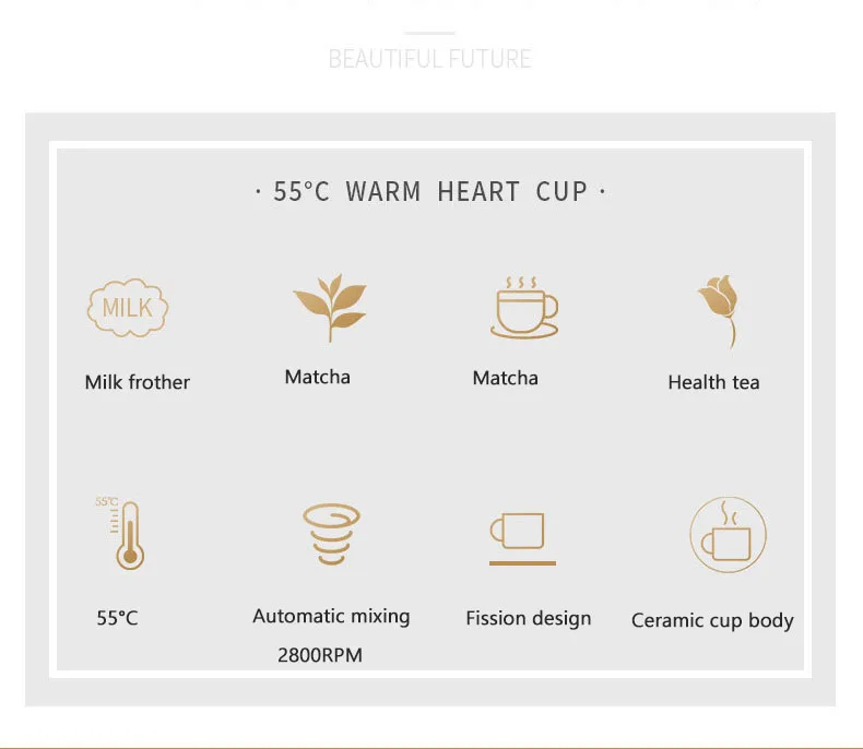 55 Celsius Thermostat Heating Cup Magnetic Stirring Cup Personal Health Cup Desktop Heated Mug Plate for Tea Coffee Milk