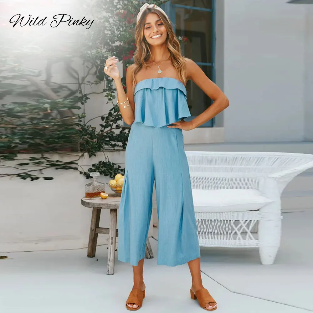 Женский комбинезон с открытыми плечами и без бретелек новинка 2020|Женские