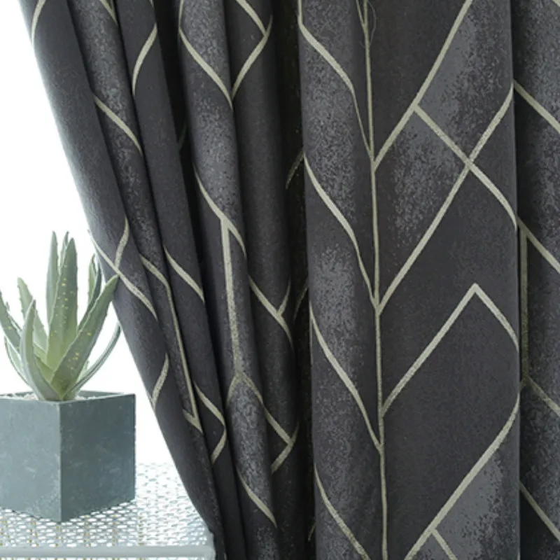 1PC Dark Gray Полузатемненные занавески s для спальни гостиной роскошные занавески с полосатым узором креативные скандинавские шторы Ретро Зеленые Серые жалюзи - Цвет: 1PC Dark Gray
