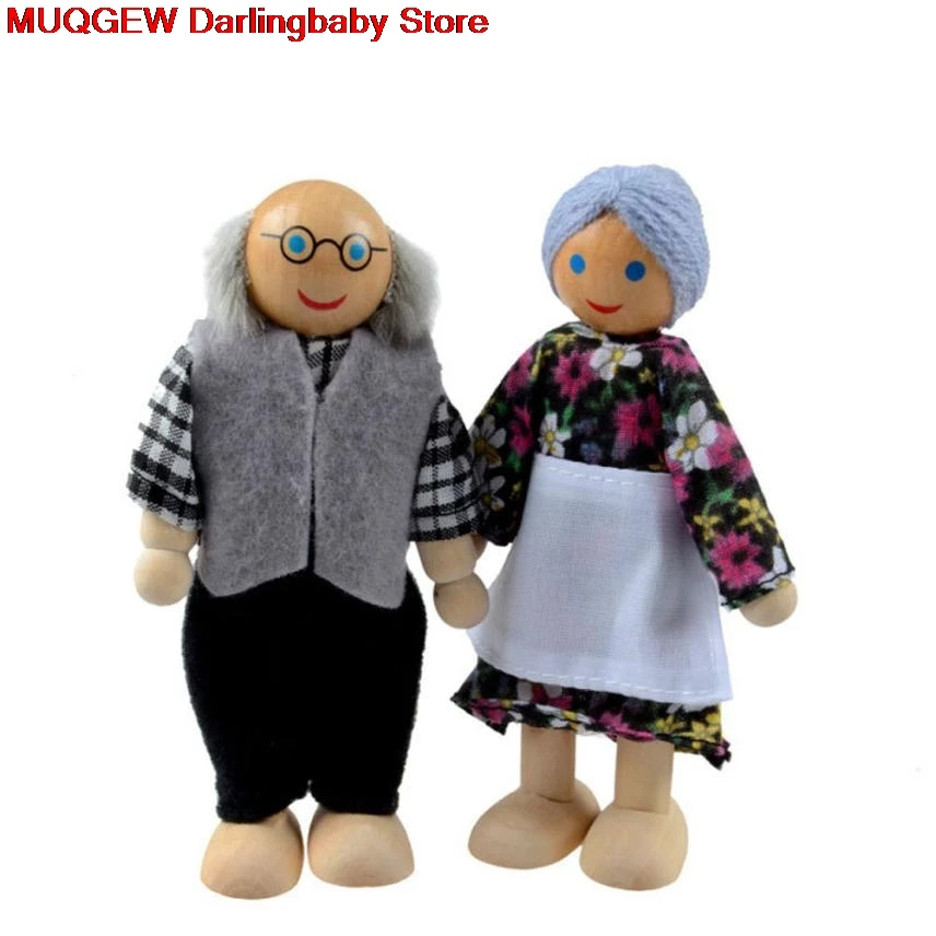 Новинка забавными гаджеты деревянный Мебель Куклы дом Семья миниатюрный 7 люди