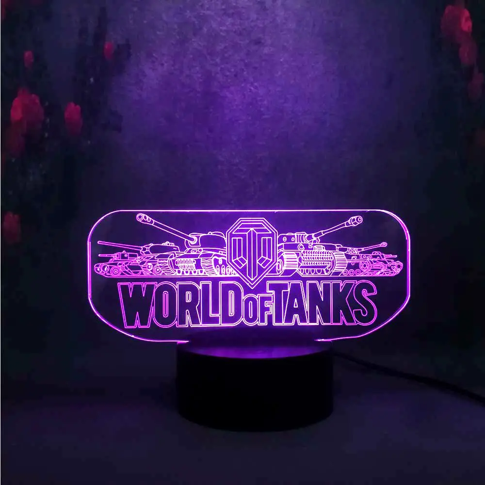 Go Game World OF Tanks Battla 7 цветов меняющий свет украшение для детской спальни ночник 3D USB