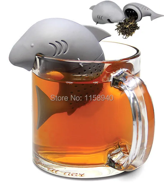 1 pcs Shark Tea Infuser Strainer silicone tea filter|tea treatment|tea paper filtertea filter |