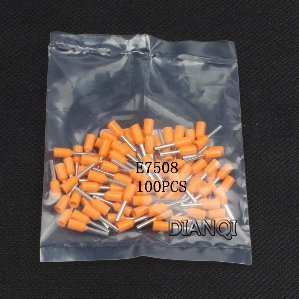 E7508 100 шт./упак. трубки Изоляционные изолированные клеммы 0.75MM2 кабель провода разъем изоляционные обжимной терминал разъем для электронных сигарет