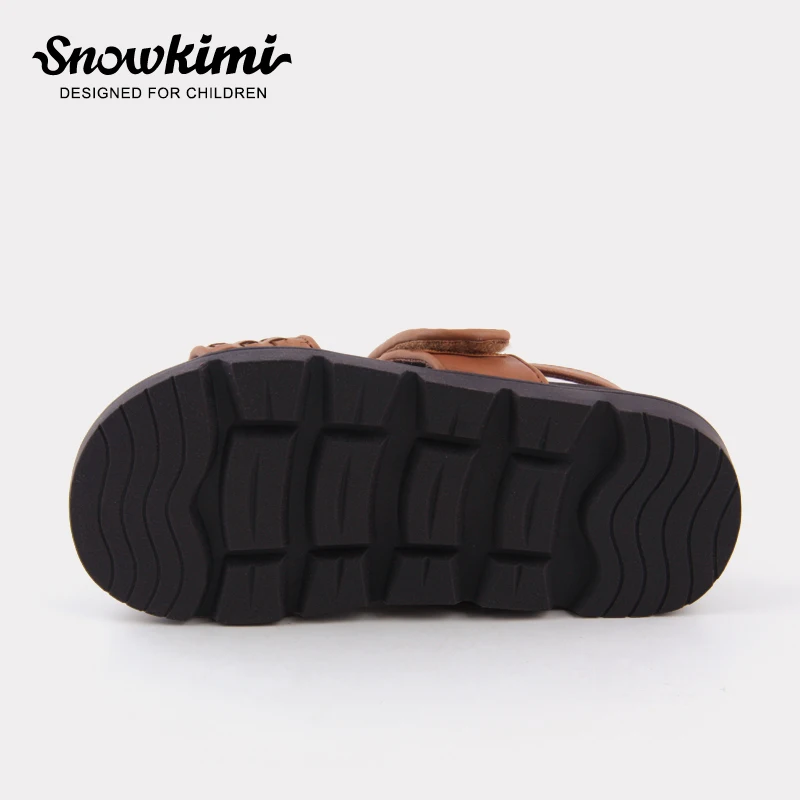 2018 Новый Snowkimi сандалии для девочек кожа вязать детские пляжные шлепанцы
