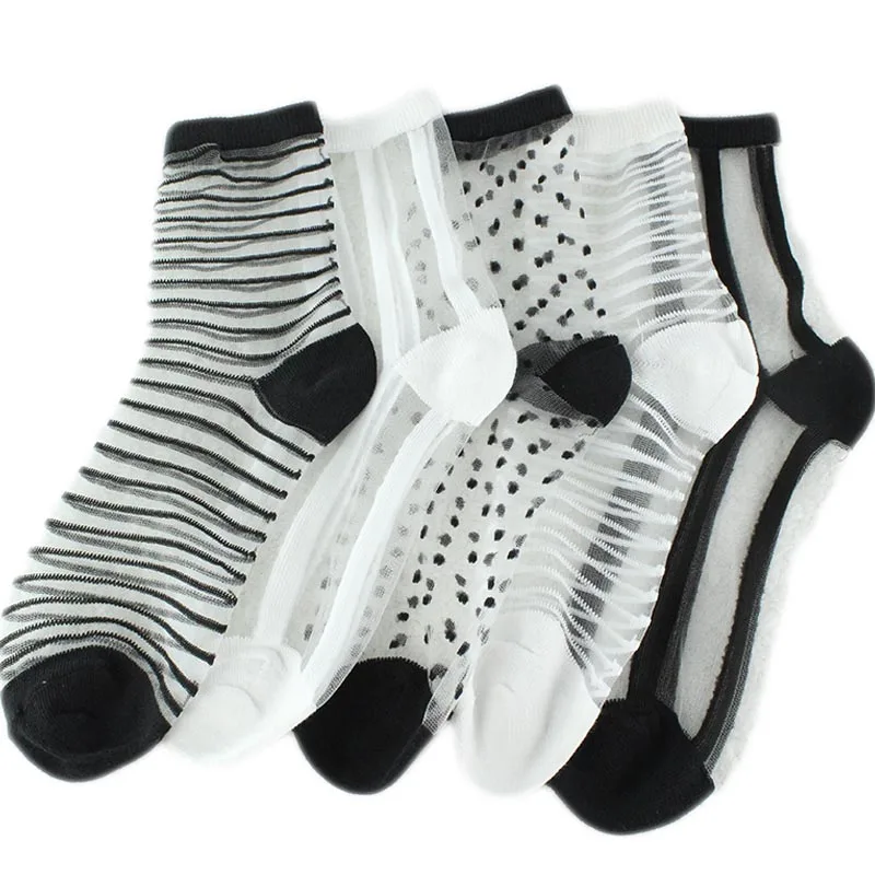 [COSPLACOOL]5 пар сексуальных стильных ультратонких прозрачных женских носков из