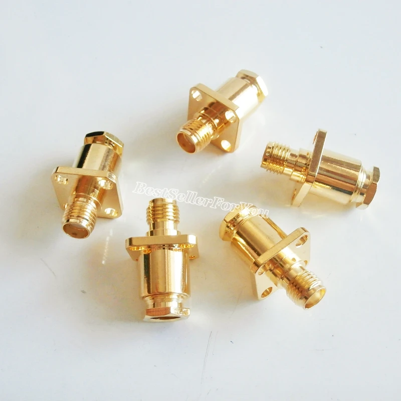 

1Pcs SMA female 4-hole flange clamp RG58 RG142 LMR195 RG400 Cable RF Connector