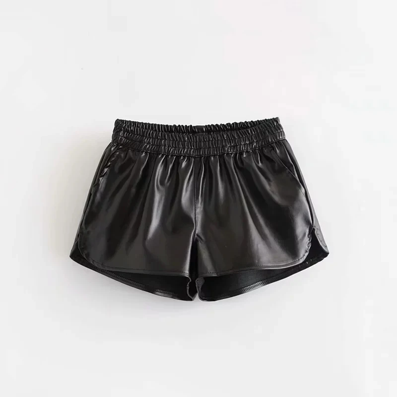 2018 New PU Silve Leather Shorts Women Black High Quality Short Pant Women's Sexy Loose Casual Solid Pants pantalon corto mujer | Женская