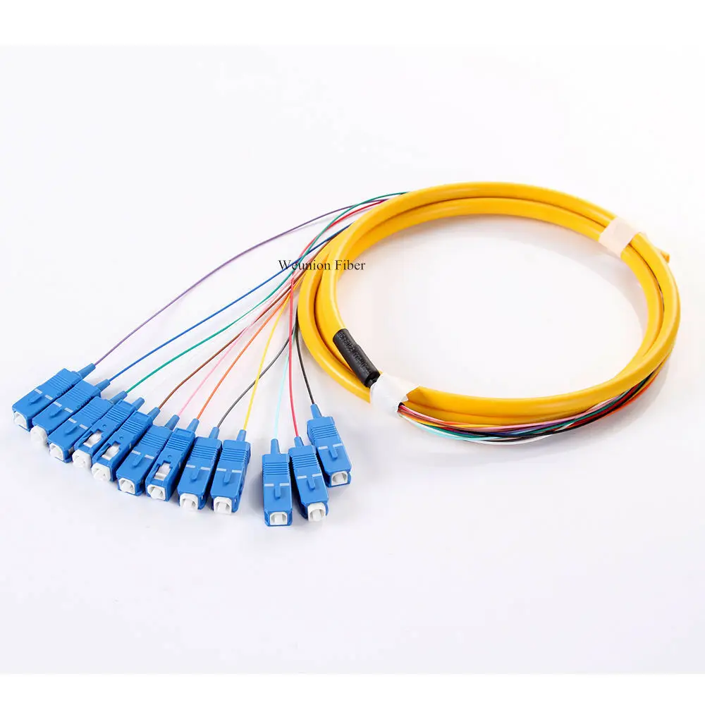 12 цветных волокон FTTH 1 5 м SC/UPC Волоконно оптический пучок Pigtail 9/125 одиночный