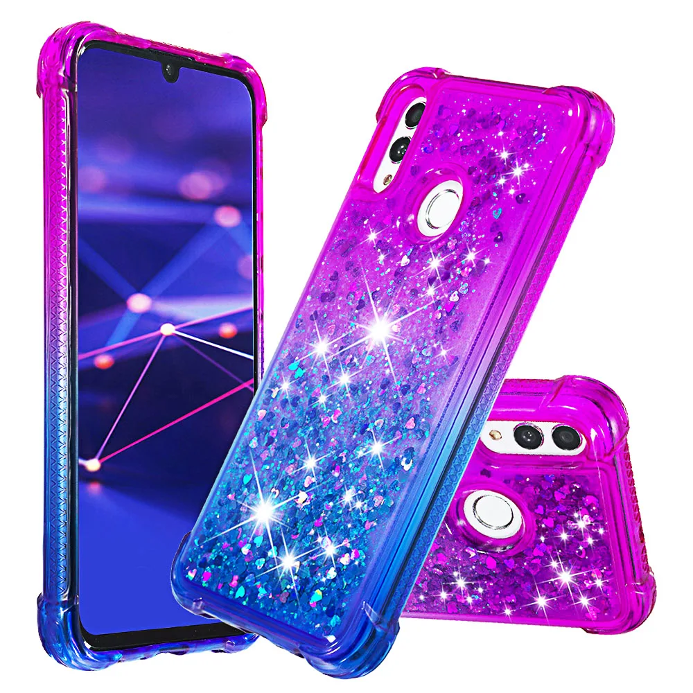 Для huawei honor 10 lite p smart 2019 Блестящий с жидкостью песок алмаз градиент ТПУ чехол