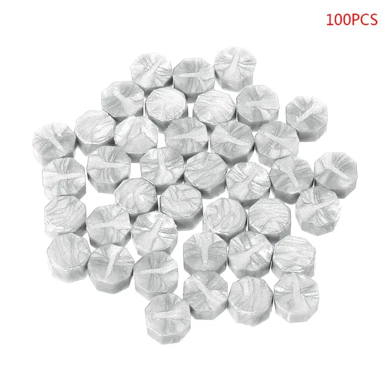 SILVER 100 шт конверт печать воск Ретро Восьмиугольные бусины DIY Декор многоцветные штампы - Цвет: SILVER
