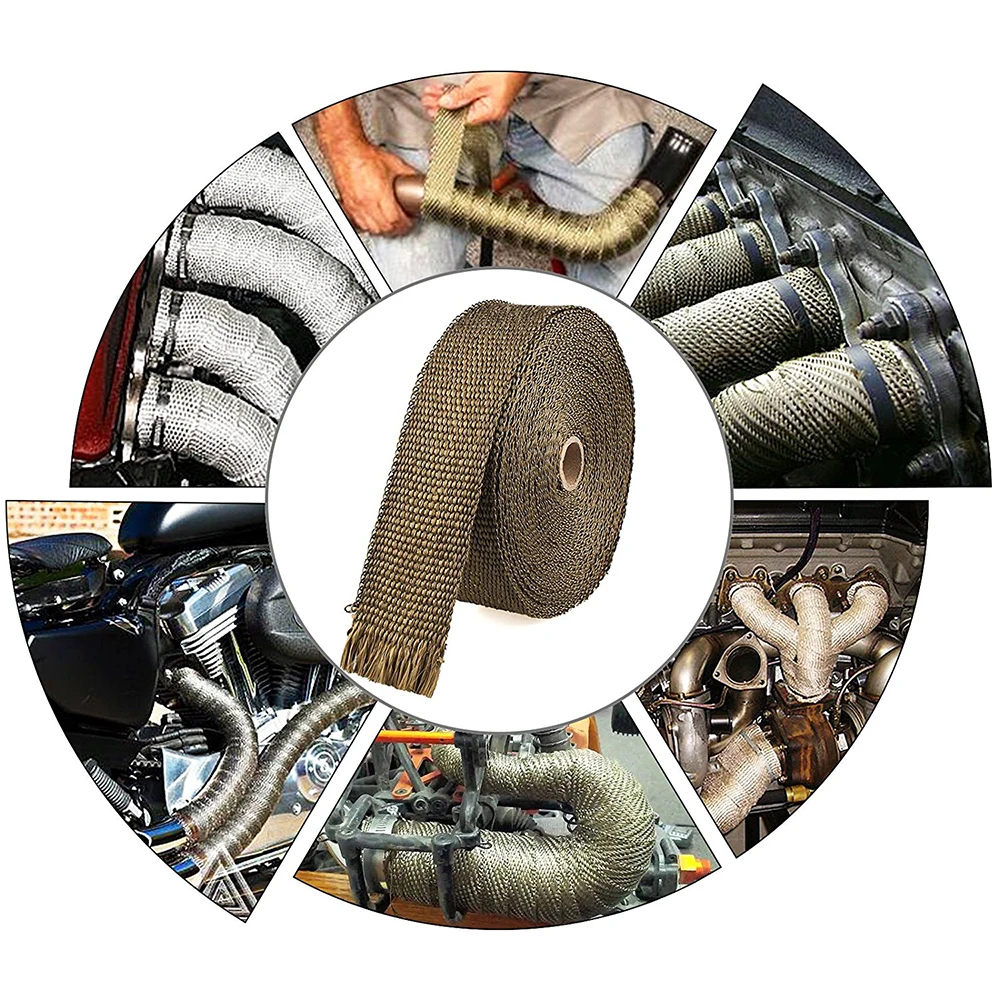 Universal Car Motorcycle Fiberglass Heat Shield Tape Exhaust Pipe Header Wrap Resistant Downpipe Thermo Turbo Hot New | Автомобили и