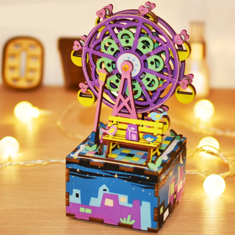 

1 Набор пазл ручной работы DIY 3D детская модель Колесо обозрения музыкальная шкатулка для раннего обучения Развивающие подарки на день рожде...