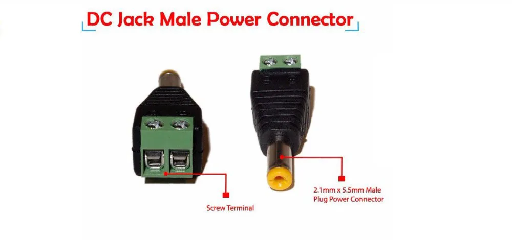 

50 pcs 5.5 mm 2.1mm DC Power Male Jack Adapter Plug Connector for CCTV Camera
