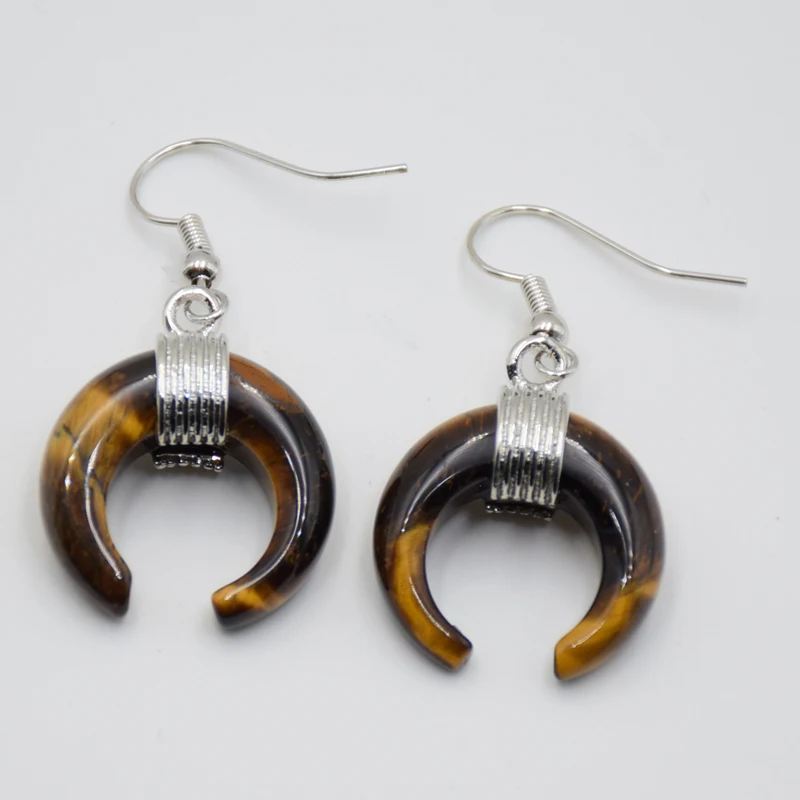 Серьги с полумесяцем серебристого цвета серьги Крючки натуральным аметистым