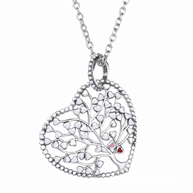 

You & Me Necklace 100% 925 Sterling Silver Tree of Love , Mixed Enamel Necklaces for Women DIY Fine Jewelry