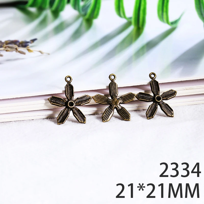 

21*21mm 10pcs Flowers Alloy Pendant For Diy Jewelry Making 2 Colors Antique Silver Antique Bronze No.2334