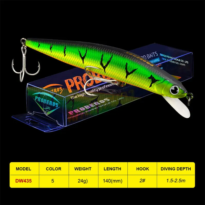 1 шт. рыболовная приманка PRO BEROS 5 51 &quot 14 см/24 8 г 0 87 УНЦИЙ БЛЕСНА с 2 # крючками цветов