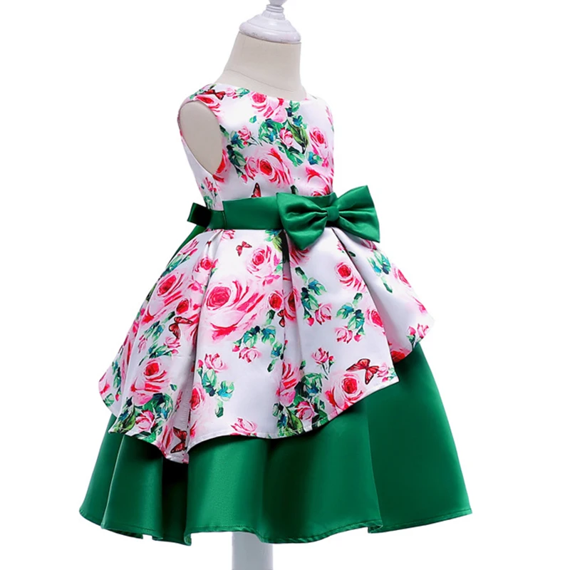 Платье для девочек в европейском стиле летняя одежда маленьких с принтом Детские
