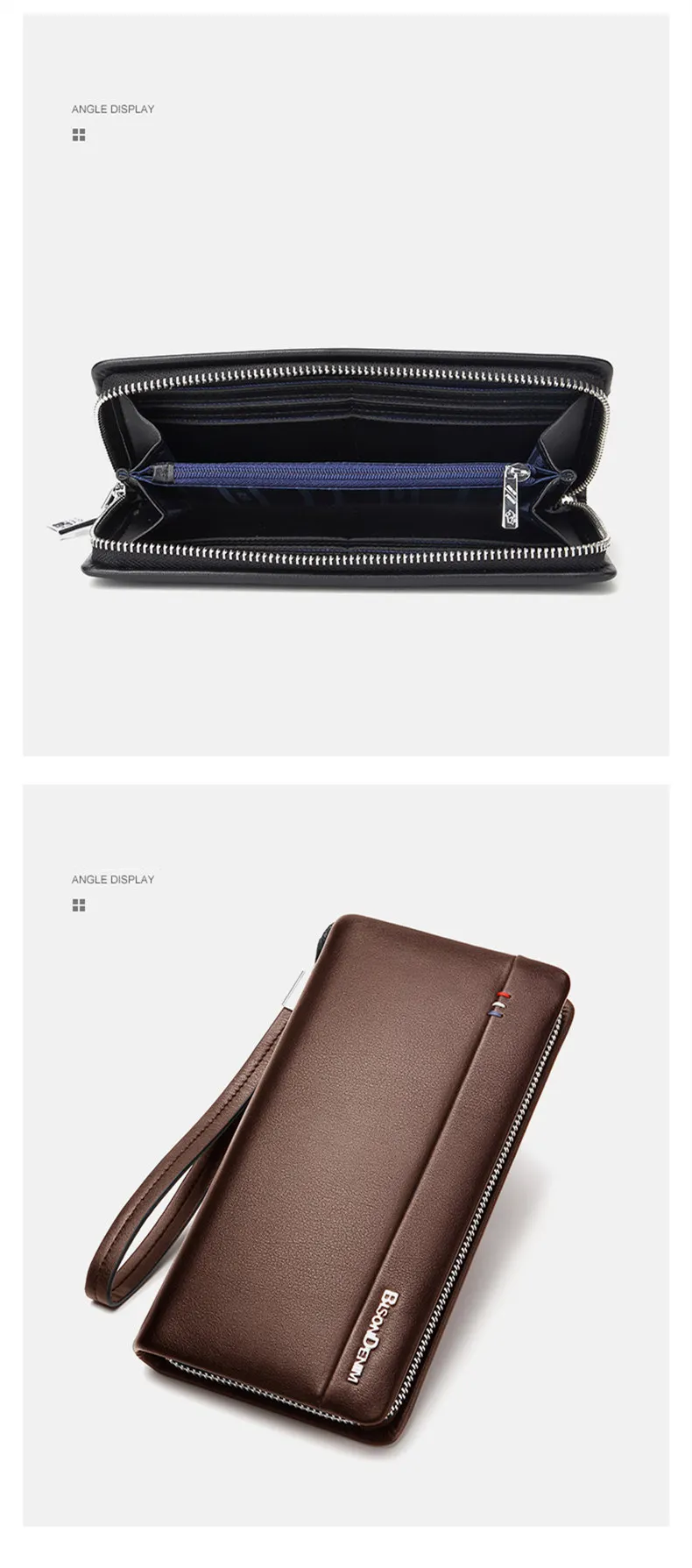 BISON DENIM, Длинный кошелек из натуральной кожи, мужской клатч, сумка из воловьей кожи, кошельки для мужчин, портмоне, деловые кошельки N8008