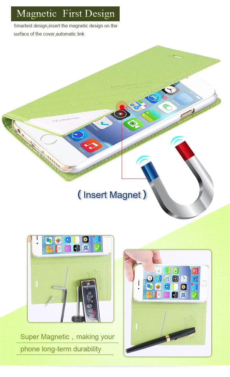 FLOVEME Люкс Магнитный Ультратонкий PU флип Кожаный телефон Case Для iPhone 5S SE 6 S PLUS.7 ПЛЮС