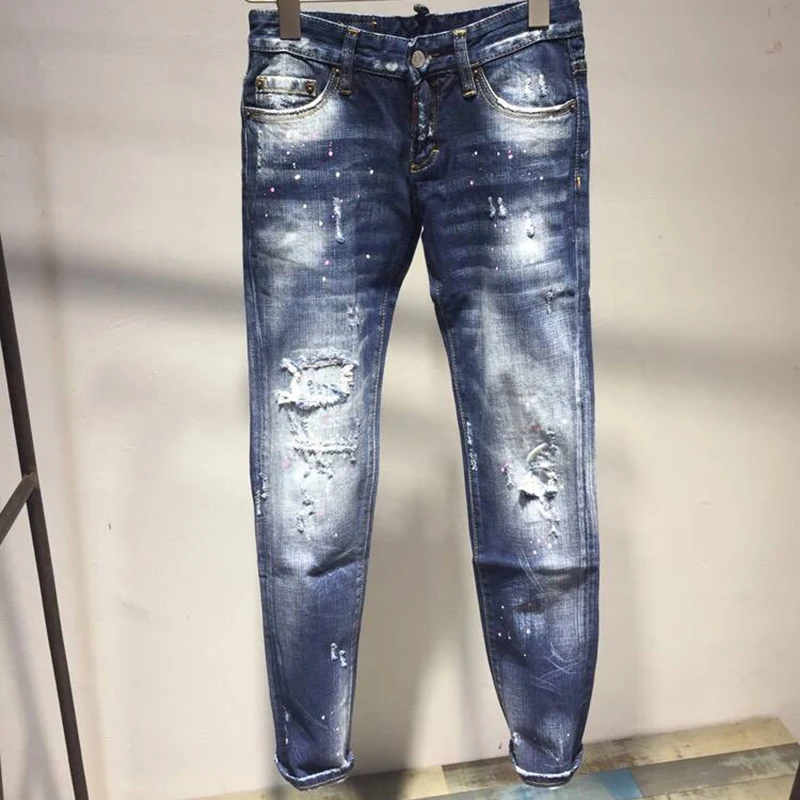 Новинка 2018 весенние джинсы женские модные с дырками повседневные узкие брюки со