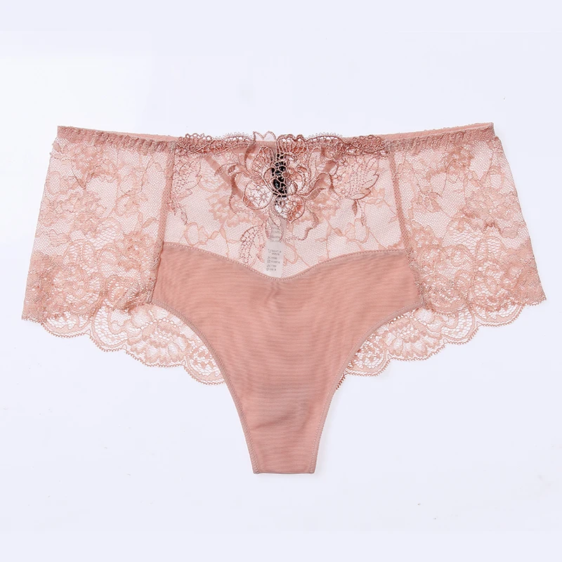 Pink Новые бесшовные кружевные трусики для женщин, сексуальные прозрачные цветочные кружева, низкая талия, лифтинг, нижнее белье, мягкий чистый хлопок, промежность, Короткие трусы - Цвет: Pink