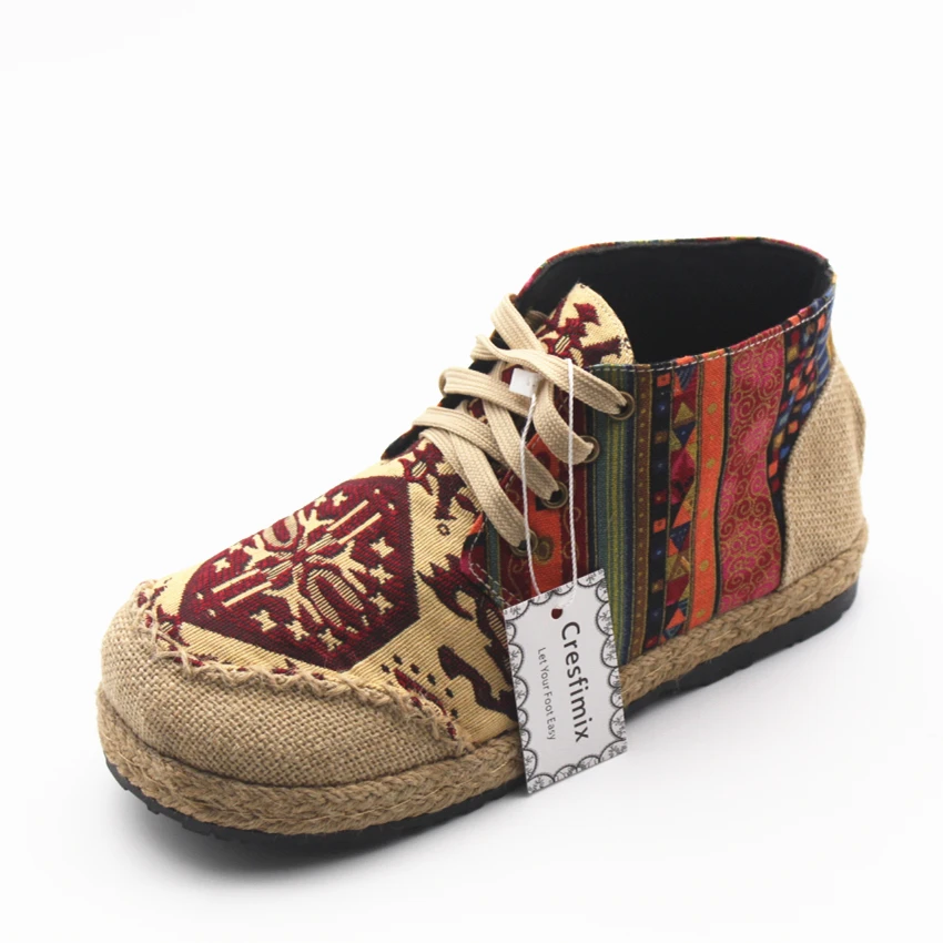 

Cresfimix sapatos femininas women casual round toe flat shoes lady chinese traditional hemp shoes female plus size shoes a252
