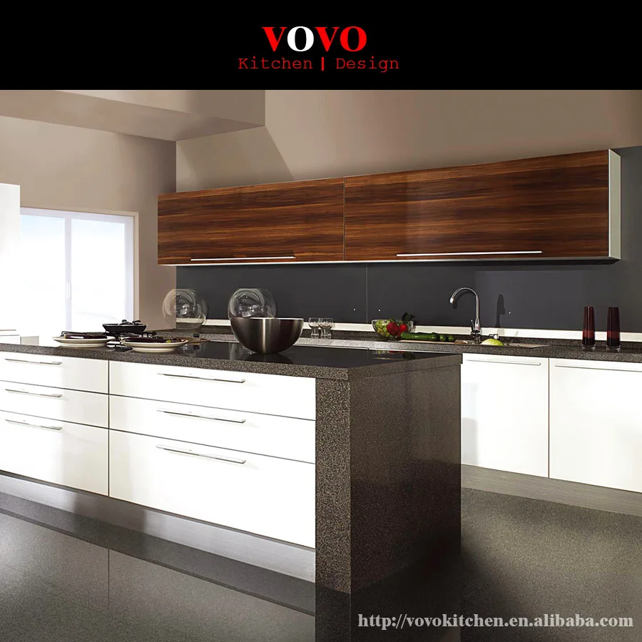 MDF kitchen cabinets in both white and wood grain finish | Kitchen Cabinets