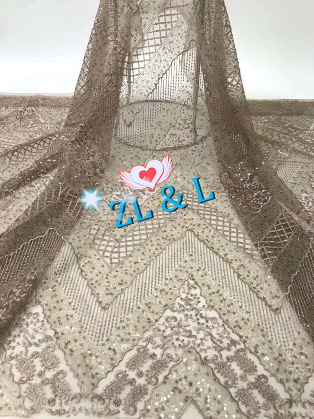 Sale ZLL-40278 wedding dress exquisite sequins line embroidery French net tulle fabric Africa Nigeria bud silk cloth | Дом и сад