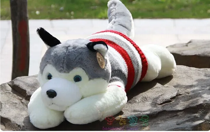 Плюшевые животные 50 см лежащий свитер хаски собака плюшевая игрушка w1615|toy vacuum|toy