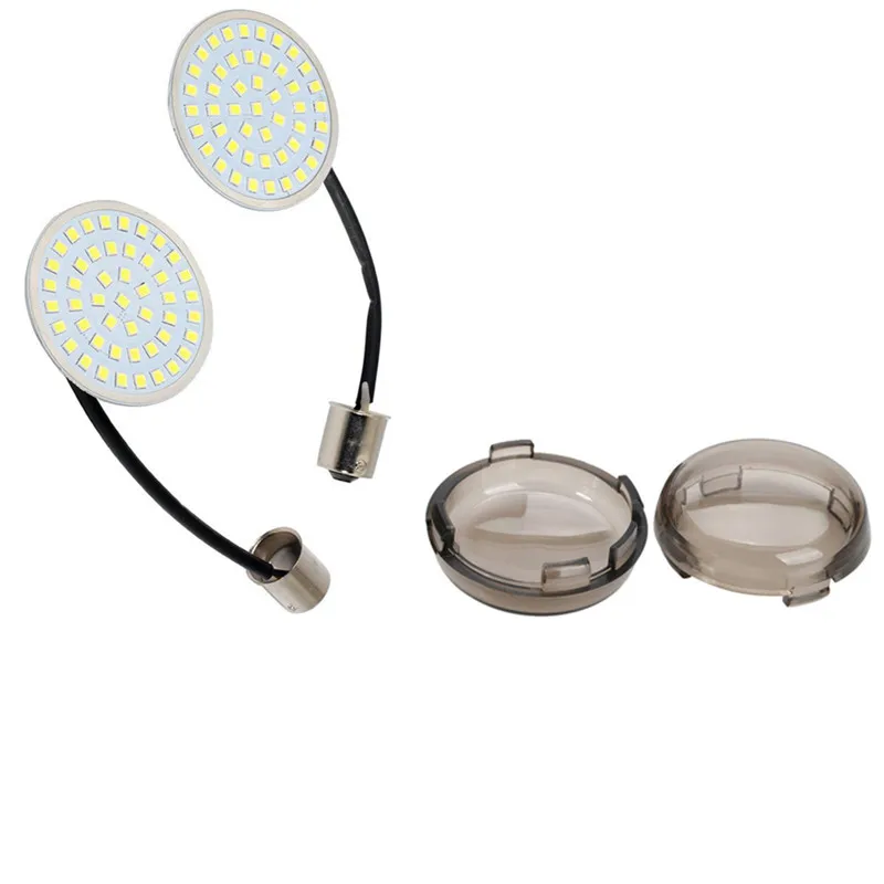 

2x 2'' 1156 White LED Turn Signal Inserts W/ Lens Cover For Harley Electra Glide Breakout Sportster 1200 883 Touring