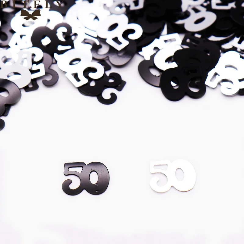 black 50th 15 г цифры на день рождения 13, 16, 18, 30, 40, 50, 60, 80 вечерние конфетти на день рождения, свадебные украшения, Блестящие Блестки, вечерние украшения на день рождения - Цвет: black 50th