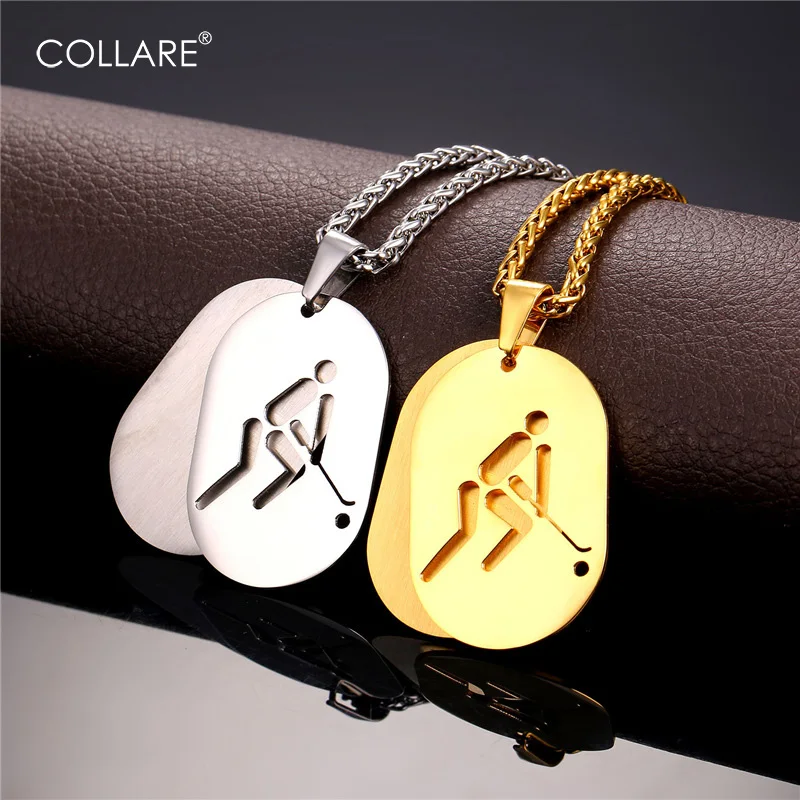 Collare Sport кулон посвященный хоккейной тематике из нержавеющей стали золотого