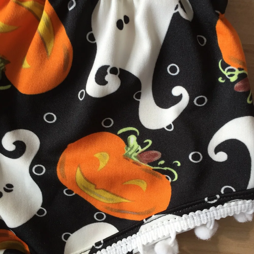 

2021 top sale Baby Girl Boutique halloween Pumpkin outfits Romper Pretty Romper newborn girl halloween baby outfit with necklace