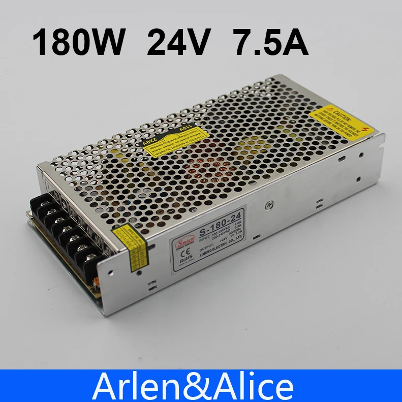 180 Вт, 24 В, а, одиночный выходной импульсный источник питания для светодиодной ленты, переменный ток в постоянный ток