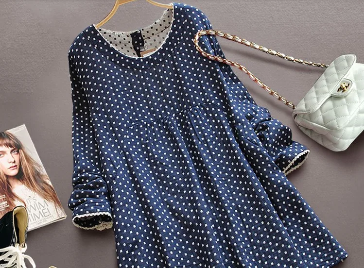 Размера плюс 2020 новая весна денские платья платье с узором в горошек длинными