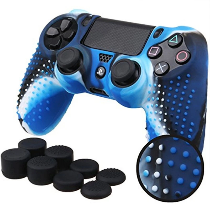 Анти скольжения силиконовый чехол добавьте 2 джойстик Крышка для PS4 контроллер|cap